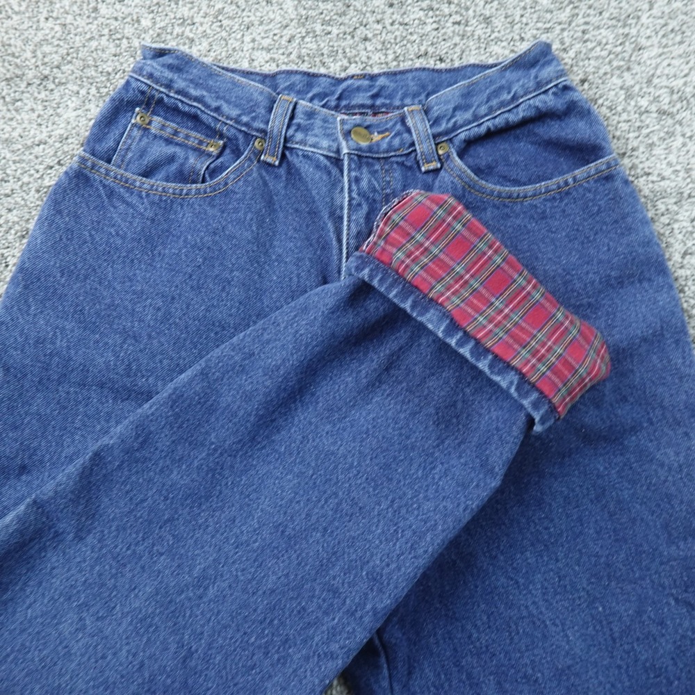VTG LL Bean Jeans Womens 8 Dark Blue Denim Pants Flannel Lined Outdoor Work Y2K